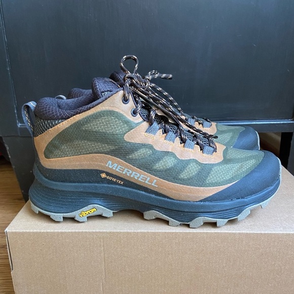 NWT Merrell Men’s Moab Speed Mid GORE-TEX Hiking Shoe size 7.5 in color Lichen - Picture 4 of 9
